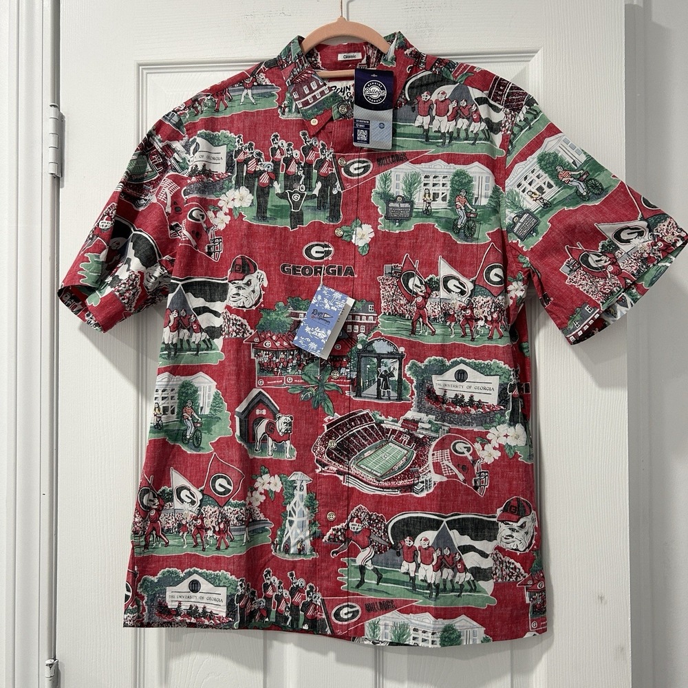 Reyn Spooner Size Medium Georgia Bulldogs‎ Stadium UGA Button Down Shirt NEW!